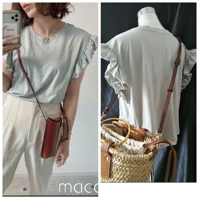 ZARA(ザラ)の未使用ザラZARA人気フリル袖カットソーstoryバナリパmiteカスタネmyu レディースのトップス(Tシャツ(半袖/袖なし))の商品写真