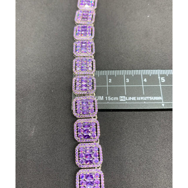 パープル 紫 スクエア型 ジルコニア ダイヤ ブリンブリン ネックレス チェーン