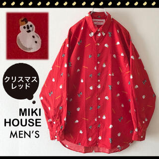 ミキハウス(mikihouse)のミキハウス MIKI HOUSE★クリスマスレッド★スノーマン★BDシャツ★L(シャツ)