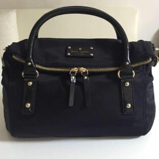 ケイトスペードニューヨーク(kate spade new york)の美品☆50,000円 ケイトスペード ナイロン×エナメルレザー 2wayバッグ(ハンドバッグ)