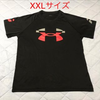 アンダーアーマー(UNDER ARMOUR)の XXLサイズ  UNDER ARMOUR 速乾性Tシャツ ブラック/赤・灰ロゴ(Tシャツ/カットソー(半袖/袖なし))