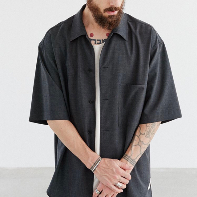 LIDNM MELANGE WOOL WIDE SHIRT 3