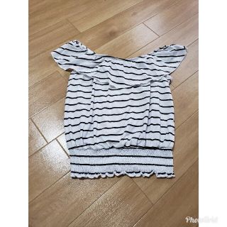 【オフショルダー】トップス　ボーダー(Tシャツ(半袖/袖なし))