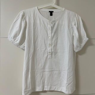 ジェイクルー(J.Crew)の新品　J crew パフスリーブ　カットソー　ホワイト(カットソー(半袖/袖なし))