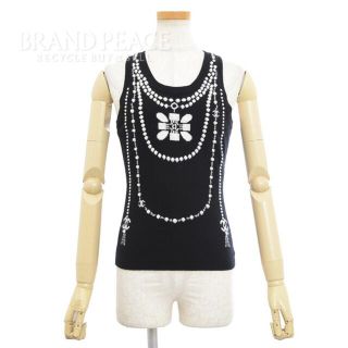 シャネル(CHANEL)のシャネル ノースリーブニット セーター カシミア レディース ブラック P646(ニット/セーター)