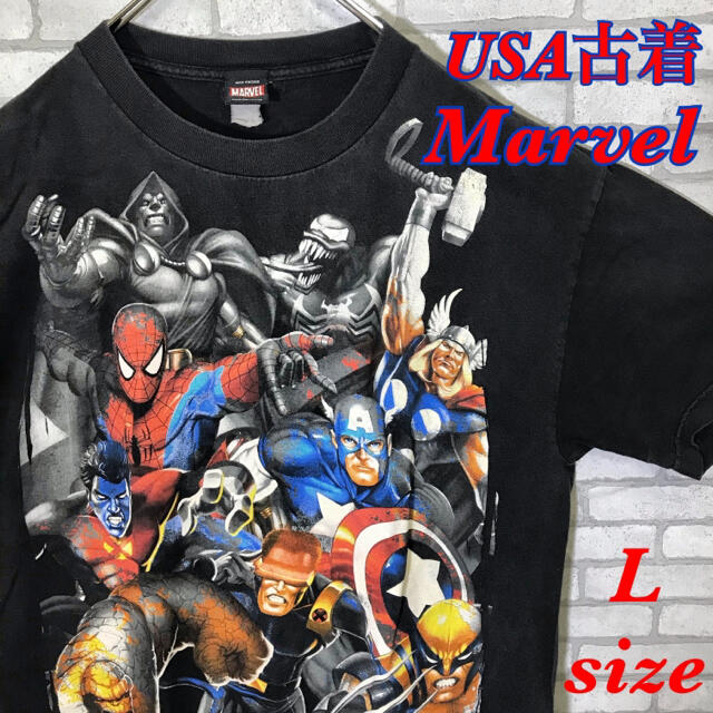 MARVEL(マーベル)のマーベル オフィシャルTシャツ L スパイダーマン Xman Marvel メンズのトップス(Tシャツ/カットソー(半袖/袖なし))の商品写真