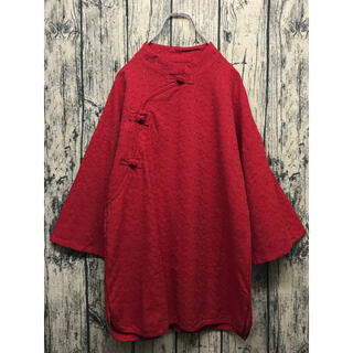 チャイナシャツ red XL相当(シャツ/ブラウス(長袖/七分))