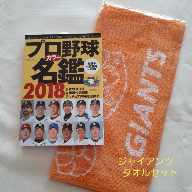 読売ジャイアンツ(ヨミウリジャイアンツ)のプロ野球カラー名鑑 ２０１８　ジャイアンツ　ジャビット　タオル　松坂大輔　引退 スポーツ/アウトドアの野球(記念品/関連グッズ)の商品写真