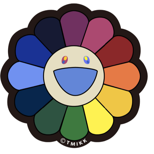 Flower Floor Mat / Rainbow × Ecru beige
