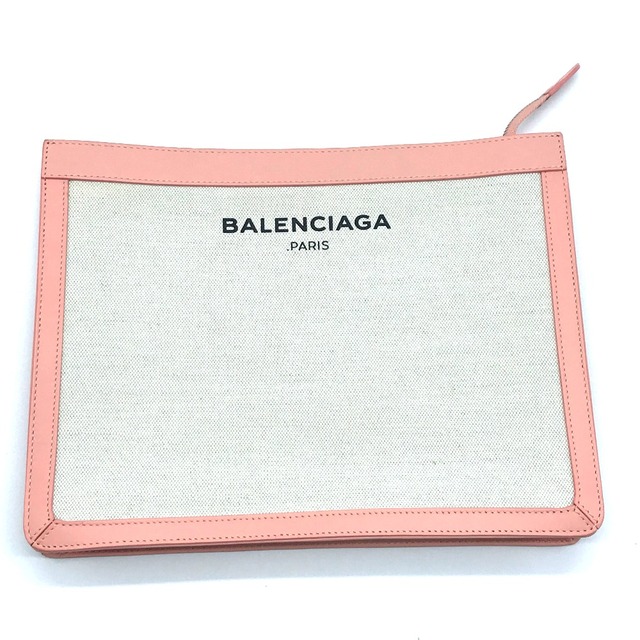 バレンシアガ BALENCIAGA クラシック 410119 メンズ レディース セカンドバッグ クラッチバッグ キャンバス/レザー ナチュラル×ピンク