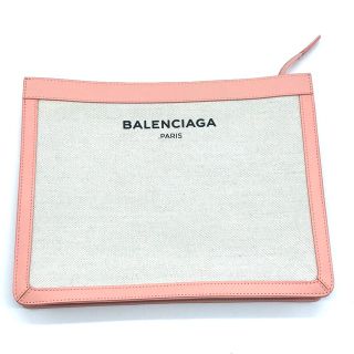 バレンシアガ(Balenciaga)のバレンシアガ BALENCIAGA クラシック 410119 メンズ レディース セカンドバッグ クラッチバッグ キャンバス/レザー ナチュラル×ピンク(クラッチバッグ)