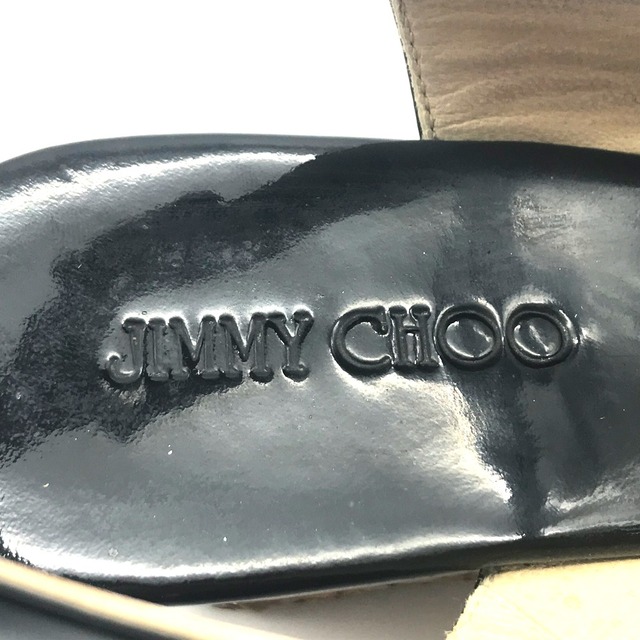 JIMMY CHOO(ジミーチュウ)のジミーチュウ JIMMY CHOO コルクウェッジソール 365PRAISE レディースシューズ オープン トゥ サンダル パテントレザー ブラック×ベージュ レディースの靴/シューズ(サンダル)の商品写真