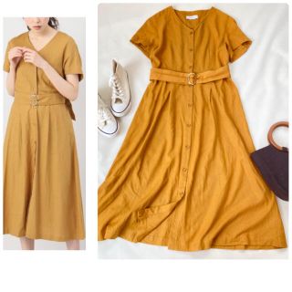 シンプリシテェ(Simplicite)の美品✨シンプリシテェ ロングワンピース 麻 夏服 半袖 リネンライク(ロングワンピース/マキシワンピース)