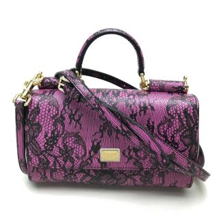 ドルチェアンドガッバーナ(DOLCE&GABBANA)の新品同様 ドルチェアンドガッバーナ レース柄  ウォレットバッグ パープルピンク(ショルダーバッグ)