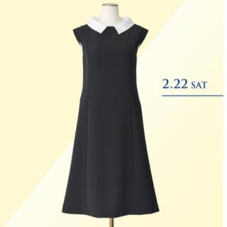 フォクシー(FOXEY)の♡ foxey ♡ 白襟 French sleeve dress 38(ひざ丈ワンピース)