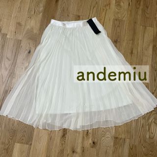 アンデミュウ(Andemiu)の【andemiu】新品難あり　透け感ありプリーツスカート　チュール　アンデミュウ(ひざ丈スカート)