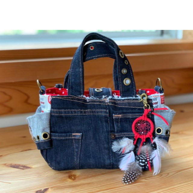 SNOOPY - ハンドメイド2wayトートバッグSS☆デニムリメイク×スヌーピー