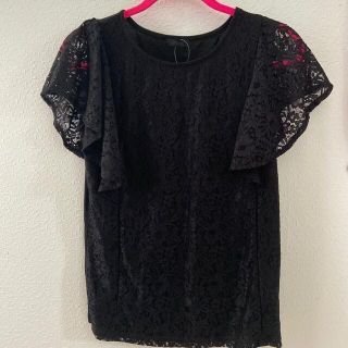 新品　未使用　タグ付き　黒レースTシャツ　Mサイズ(カットソー(半袖/袖なし))