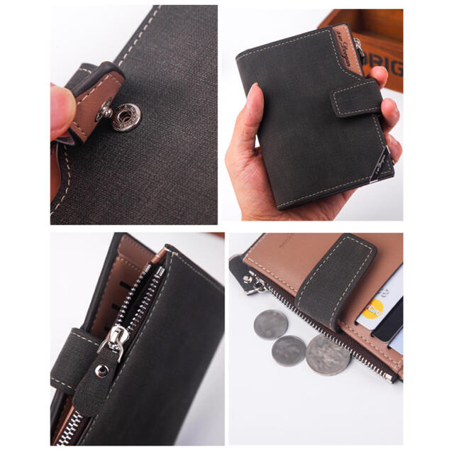 財布 二つ折り財布 スエード　レザー 札入れ 小銭入れ　カード入れ ブラック メンズのファッション小物(折り財布)の商品写真