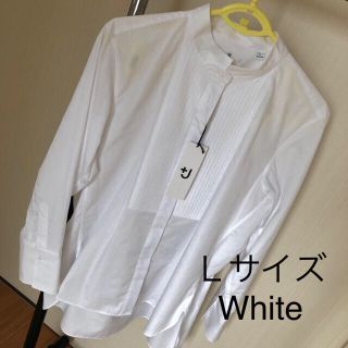 ユニクロ(UNIQLO)の＋Ｊ　スーピマコットンタックシャツ WhiteのＬサイズ(シャツ/ブラウス(長袖/七分))