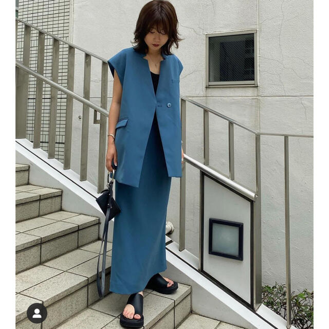 OTONA WRAP VEST SET UP DRESS ブルー