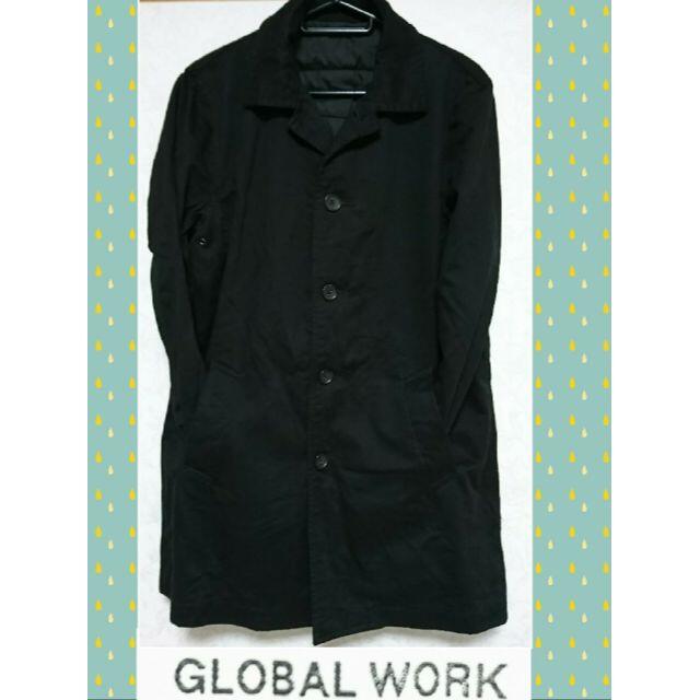 激安直営店 GLOBAL WORK (M) ステンカラーコート 黒 ★美品★ ステンカラーコート