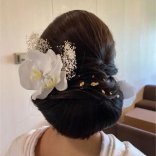 胡蝶蘭 髪飾り 白無垢 結婚式 花嫁(ヘッドドレス/ドレス)