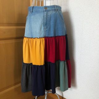 ビームス(BEAMS)のBEAMS HEART  パッチワーク　秋冬　スカートused🎶(ひざ丈スカート)