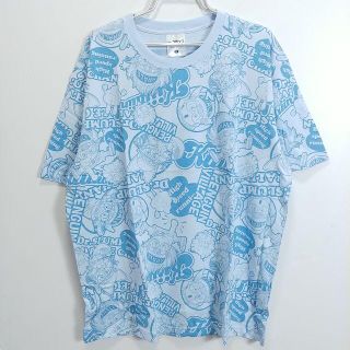 新品　ドクタースランプアラレちゃん　半袖Tシャツ　4L　ブルー　総柄(Tシャツ/カットソー(半袖/袖なし))