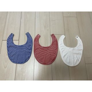 プチバトー(PETIT BATEAU)の新品未使用プチバトー スタイ3点セット ボーダー 赤 青 白(ベビースタイ/よだれかけ)