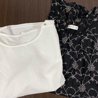 ロペピクニック(Rope' Picnic)のロペ白シャツ&黒花柄チュニック　2枚セット(Tシャツ(半袖/袖なし))