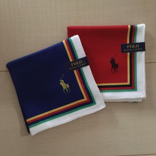 ポロラルフローレン(POLO RALPH LAUREN)の新品＊ポロ　ラルフローレン  大判　ハンカチ＊赤•青2枚(ハンカチ/ポケットチーフ)