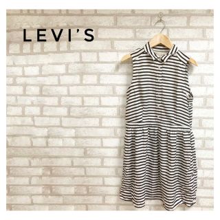 リーバイス(Levi's)のLEVI’S レディース ノースリーブ ワンピース XS ボーダー 白黒(ひざ丈ワンピース)