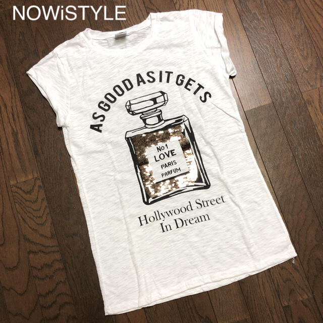 ZARA(ザラ)の【新品】■ナウアイスタイル■パフュームモチーフ Ｔシャツ ゴールド 香水 半袖 レディースのトップス(Tシャツ(半袖/袖なし))の商品写真