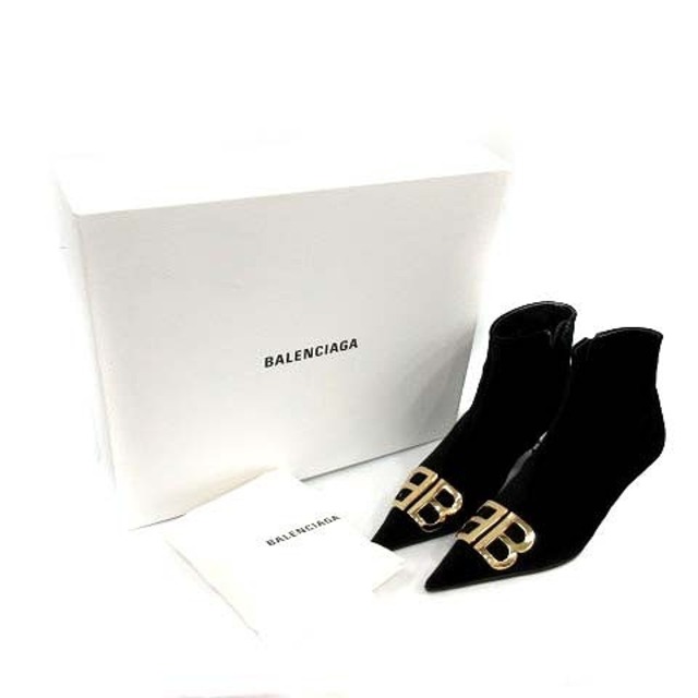 Balenciaga(バレンシアガ)のバレンシアガ BBショートブーツ 37 24.5cm 黒 ゴールド色 レディースの靴/シューズ(ブーツ)の商品写真
