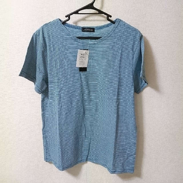 ［5091］カットソー ボーダー柄ブルー レディースのトップス(Tシャツ(半袖/袖なし))の商品写真