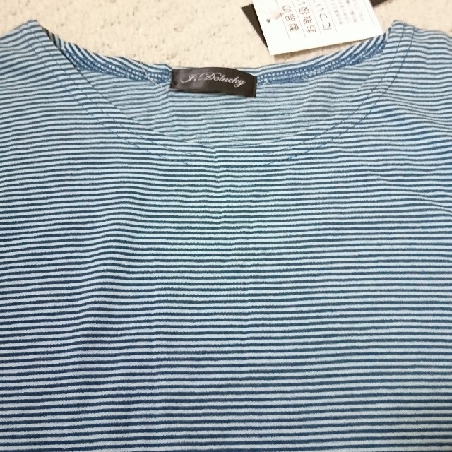 ［5091］カットソー ボーダー柄ブルー レディースのトップス(Tシャツ(半袖/袖なし))の商品写真