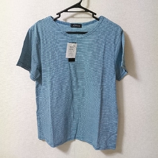 ［5091］カットソー ボーダー柄ブルー(Tシャツ(半袖/袖なし))
