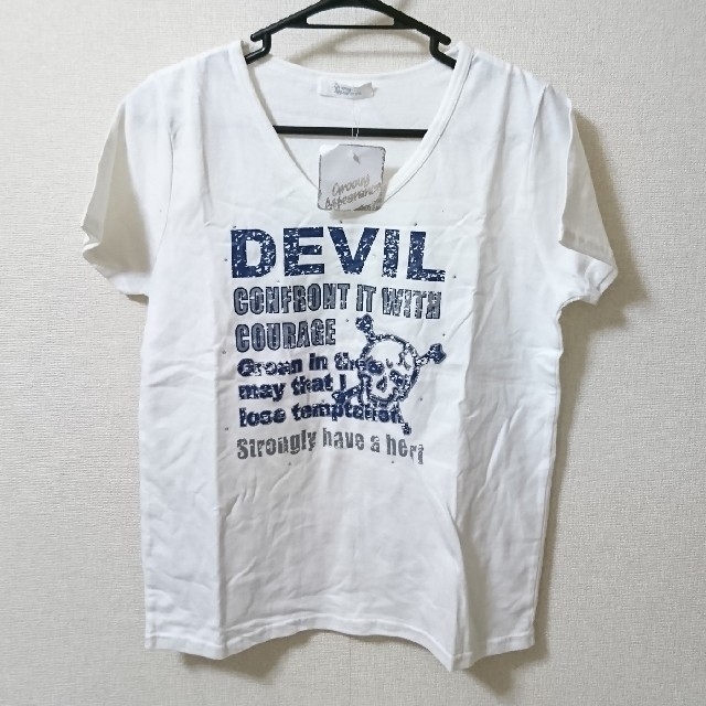 ［5097］カットソー ホワイト レディースのトップス(Tシャツ(半袖/袖なし))の商品写真