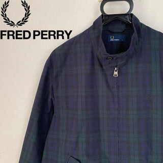 フレッドペリー(FRED PERRY)のフレッドペリー　スイングトップ　チェック柄　ネイビー　グリーン　刺繍ロゴ　L(ブルゾン)