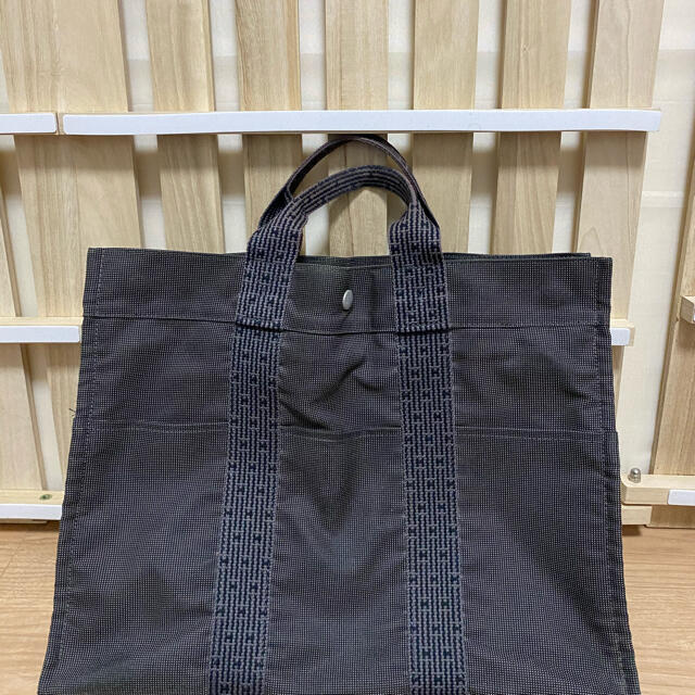 グレー×シルバー金具素材HERMES エルメス　エールライン　キャンバス　トートバッグ　MM