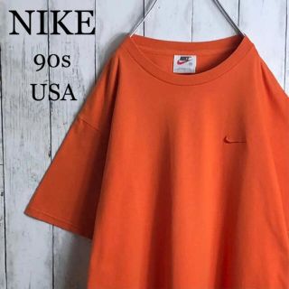 ナイキ(NIKE)の【90s】【USA製】ナイキ 銀タグ 刺繍ロゴ シャドーロゴ Tシャツ M 橙(Tシャツ/カットソー(半袖/袖なし))