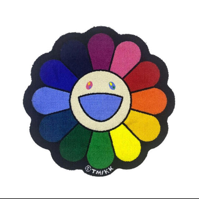Flower Floor Mat / Rainbow × Ecru beige