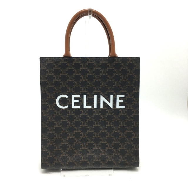 セリーヌ CELINE バーティカルカバ 191542 トリオンフ スモール トートバッグ PVC/レザー ブラウン 美品