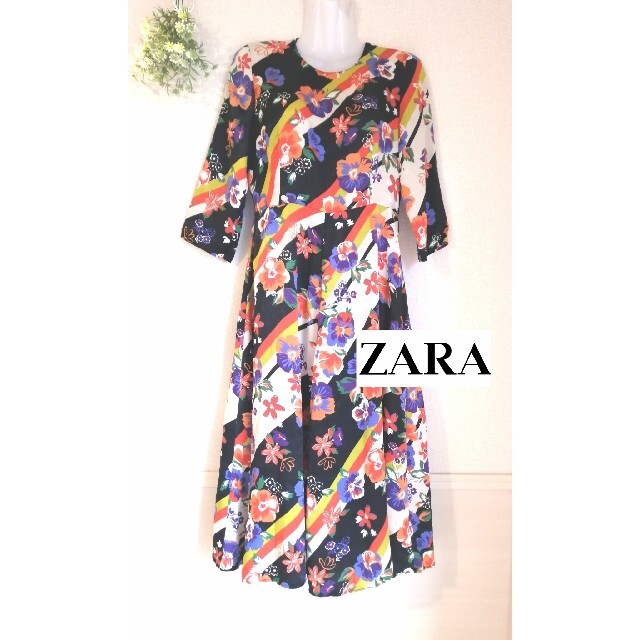 ZARA(ザラ)の＊ザラ＊ZARA＊和柄＊花柄＊ワンピース レディースのワンピース(ひざ丈ワンピース)の商品写真