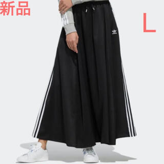 アディダス(adidas)のアディダス　adidas ロング サテン スカート　ブラック　黒　L 新品(ロングスカート)