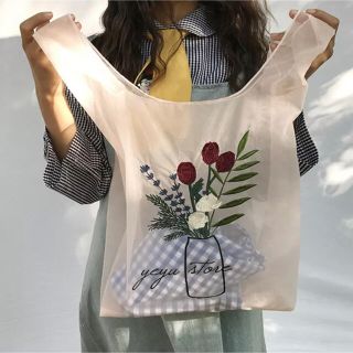 オーガンジー レース エコバッグ 花 刺繍 花柄 (エコバッグ)