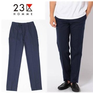 23区　ストレッチパンツ センタープレスパンツ  黒スラックス　パンツ　46