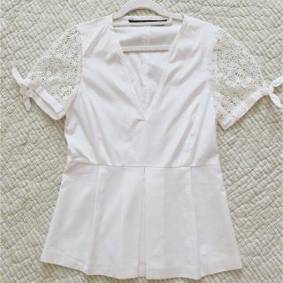 ザラ(ZARA)の♡美品♡ZARA♡ホワイトエンブロイダリーレーストップス♡(シャツ/ブラウス(半袖/袖なし))