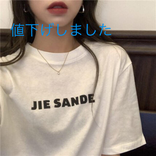 韓国　JIE SANDE シンプル　ロゴ　半袖　Tシャツ　 ホワイト　白(Tシャツ(半袖/袖なし))